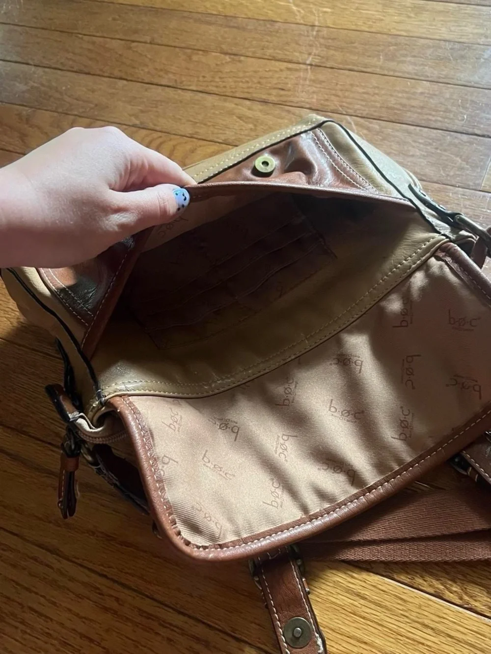 b.o.c. Y2K Two-Tone Brown Crossbody Messenger Bag Purse